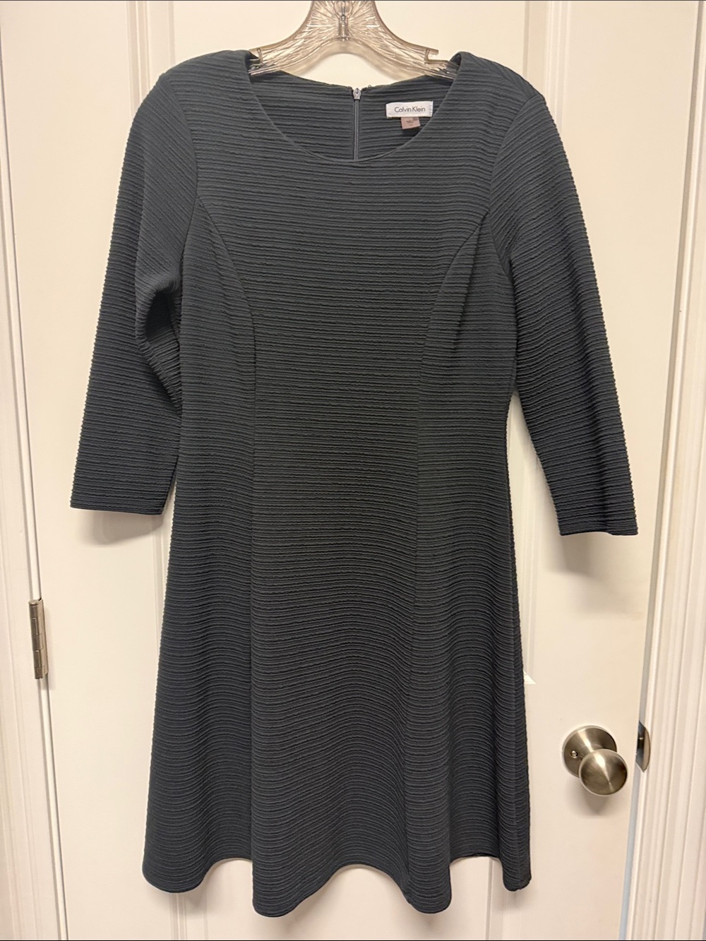 Calvin Klein Charcoal Textured Fit-and-Flare Dress